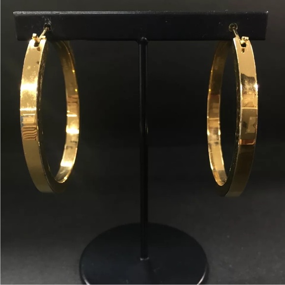 CELINE Gold Tone Hoop Earrings - Picture 4 of 8